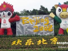 北京世界花卉展“福娃福牛”迎游客（圖）