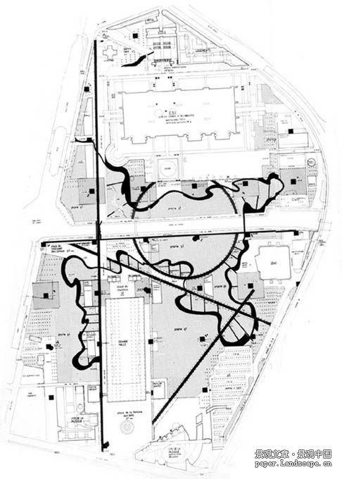 圖7 巴黎拉維萊特公園總平面及竹園