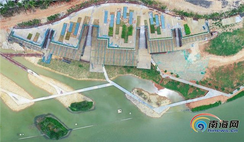 航拍海口美舍河鳳翔濕地公園生態(tài)科普館